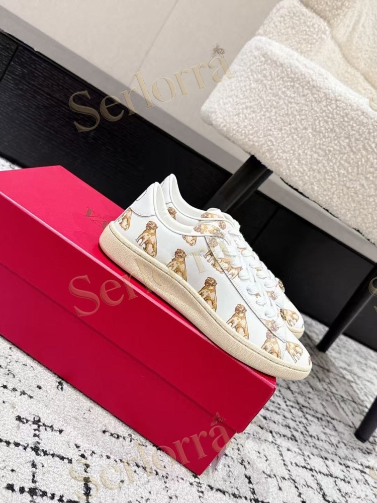 VALENTINO GARAVANI VLOGO PRINT LEATHER LOW-TOP SNEAKERS