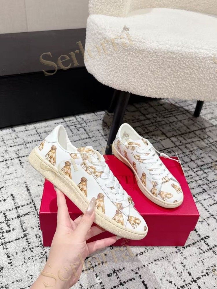 VALENTINO GARAVANI VLOGO PRINT LEATHER LOW-TOP SNEAKERS