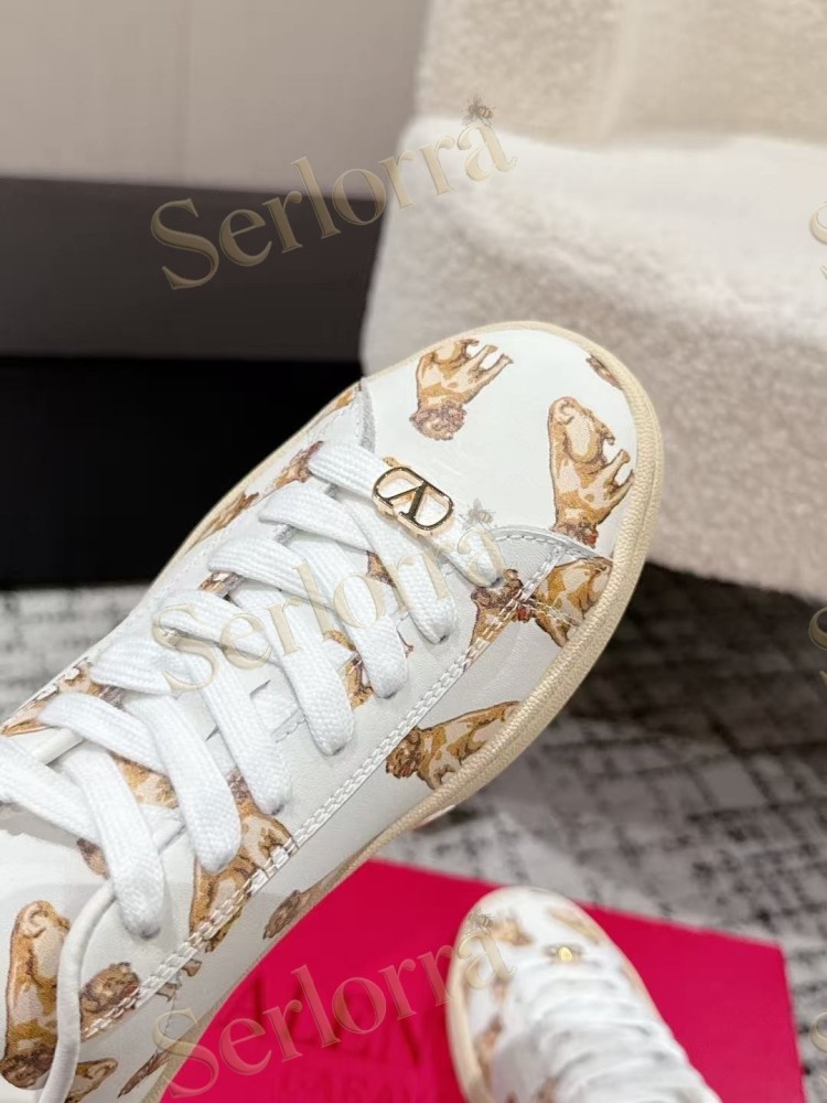 VALENTINO GARAVANI VLOGO PRINT LEATHER LOW-TOP SNEAKERS