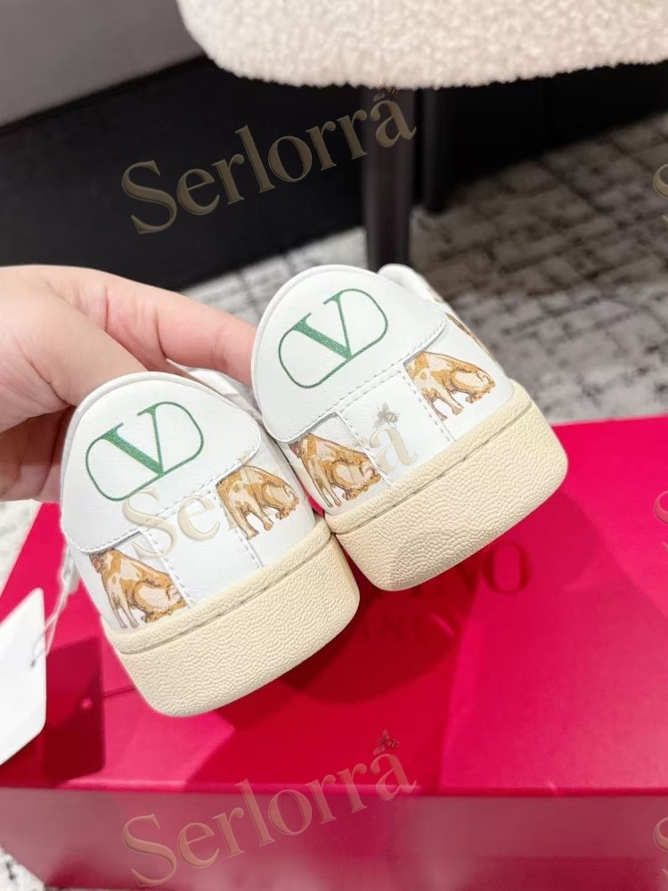 VALENTINO GARAVANI VLOGO PRINT LEATHER LOW-TOP SNEAKERS
