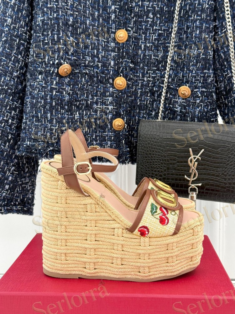 VALENTINO GARAVANI VLOGO WEDGE ESPADRILLE SANDALS