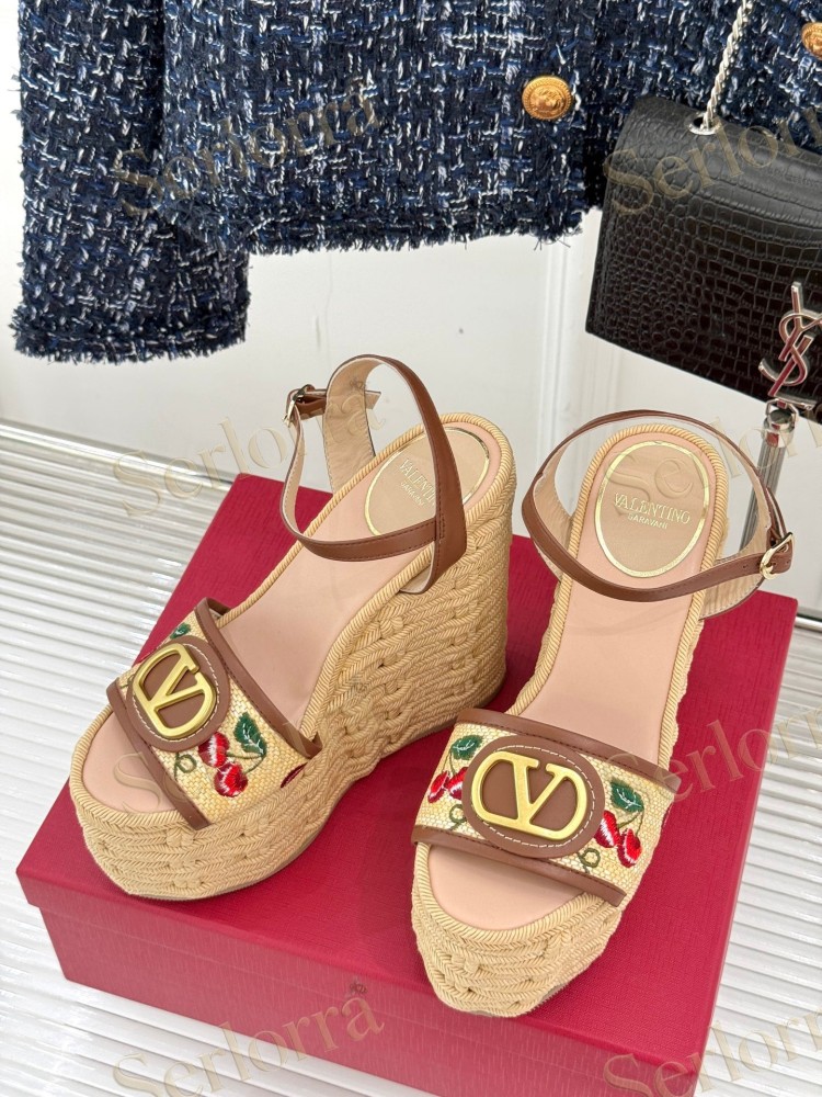 VALENTINO GARAVANI VLOGO WEDGE ESPADRILLE SANDALS