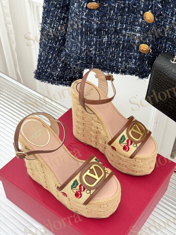 VALENTINO GARAVANI VLOGO WEDGE ESPADRILLE SANDALS