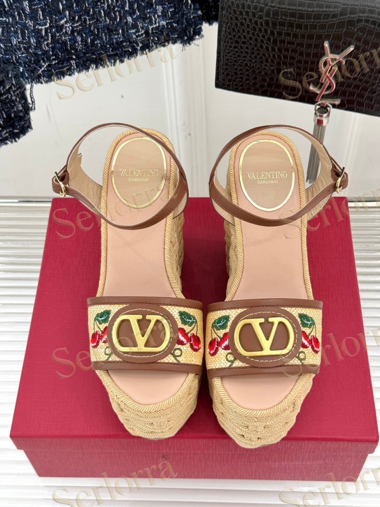 VALENTINO GARAVANI VLOGO WEDGE ESPADRILLE SANDALS