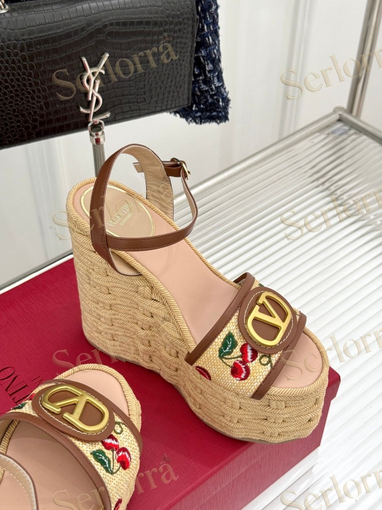 VALENTINO GARAVANI VLOGO WEDGE ESPADRILLE SANDALS