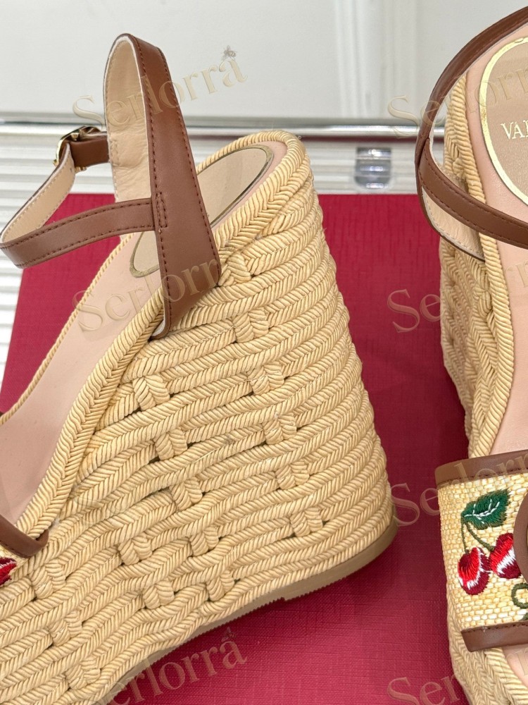 VALENTINO GARAVANI VLOGO WEDGE ESPADRILLE SANDALS