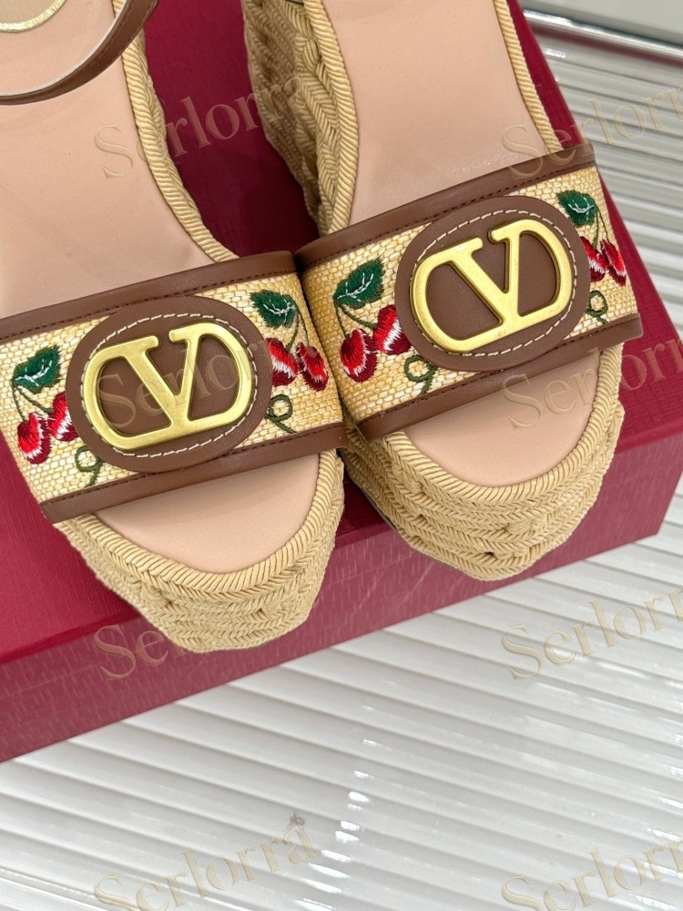 VALENTINO GARAVANI VLOGO WEDGE ESPADRILLE SANDALS