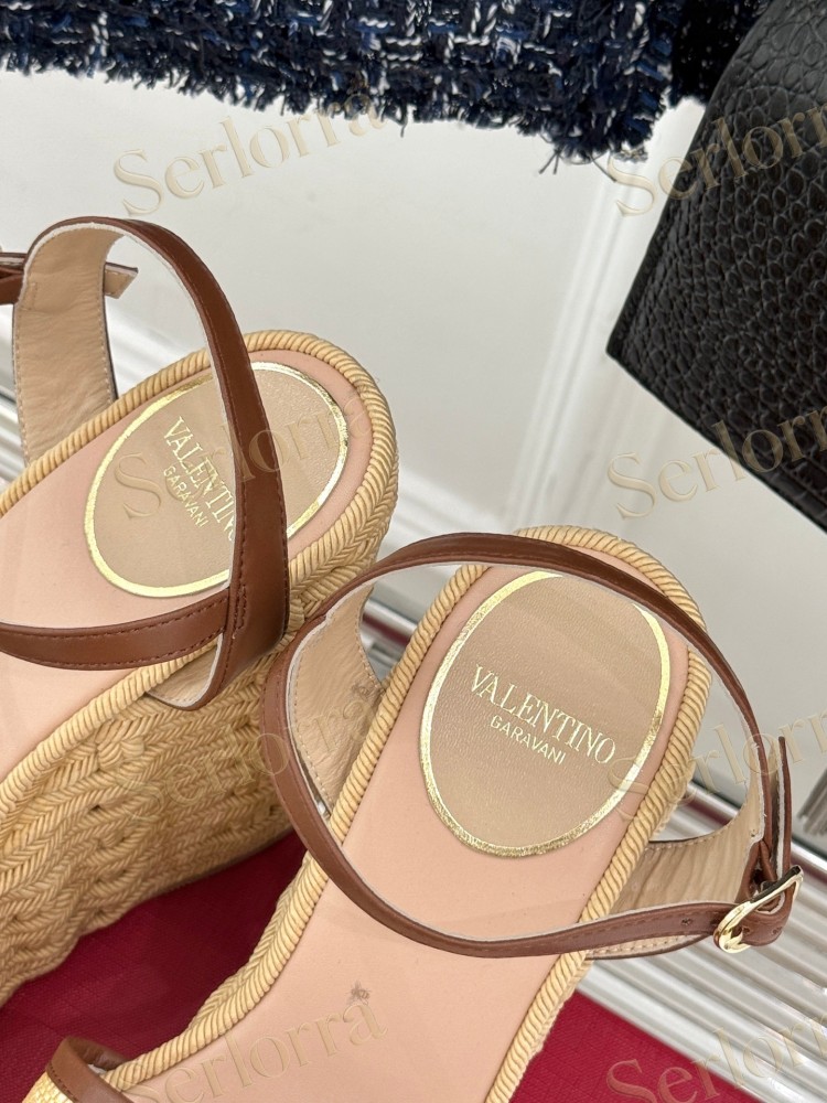 VALENTINO GARAVANI VLOGO WEDGE ESPADRILLE SANDALS
