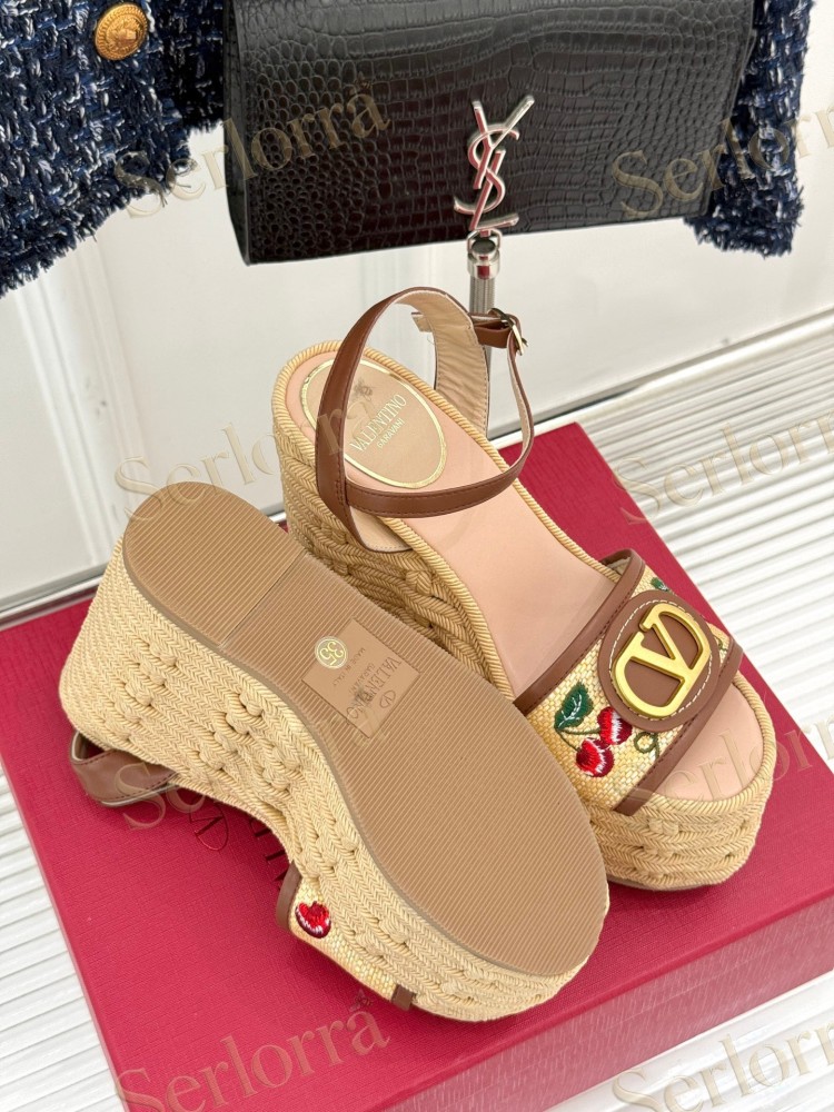 VALENTINO GARAVANI VLOGO WEDGE ESPADRILLE SANDALS