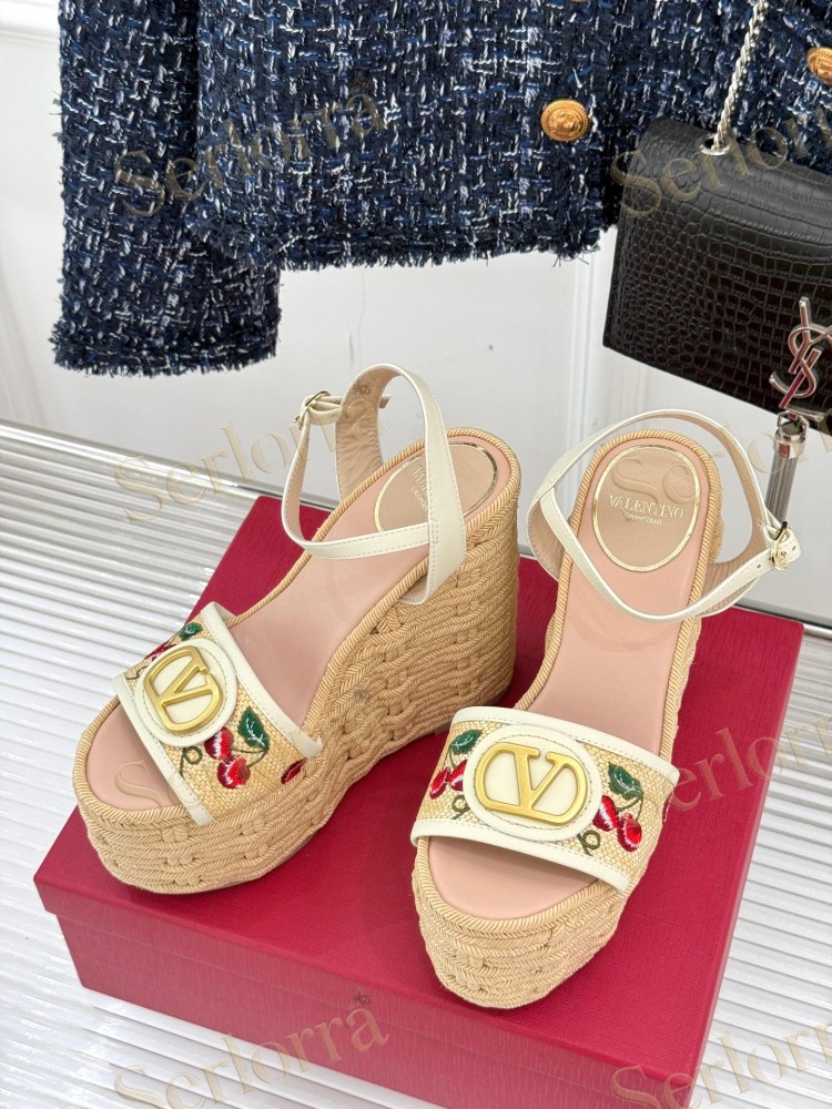 VALENTINO GARAVANI VLOGO WEDGE ESPADRILLE SANDALS