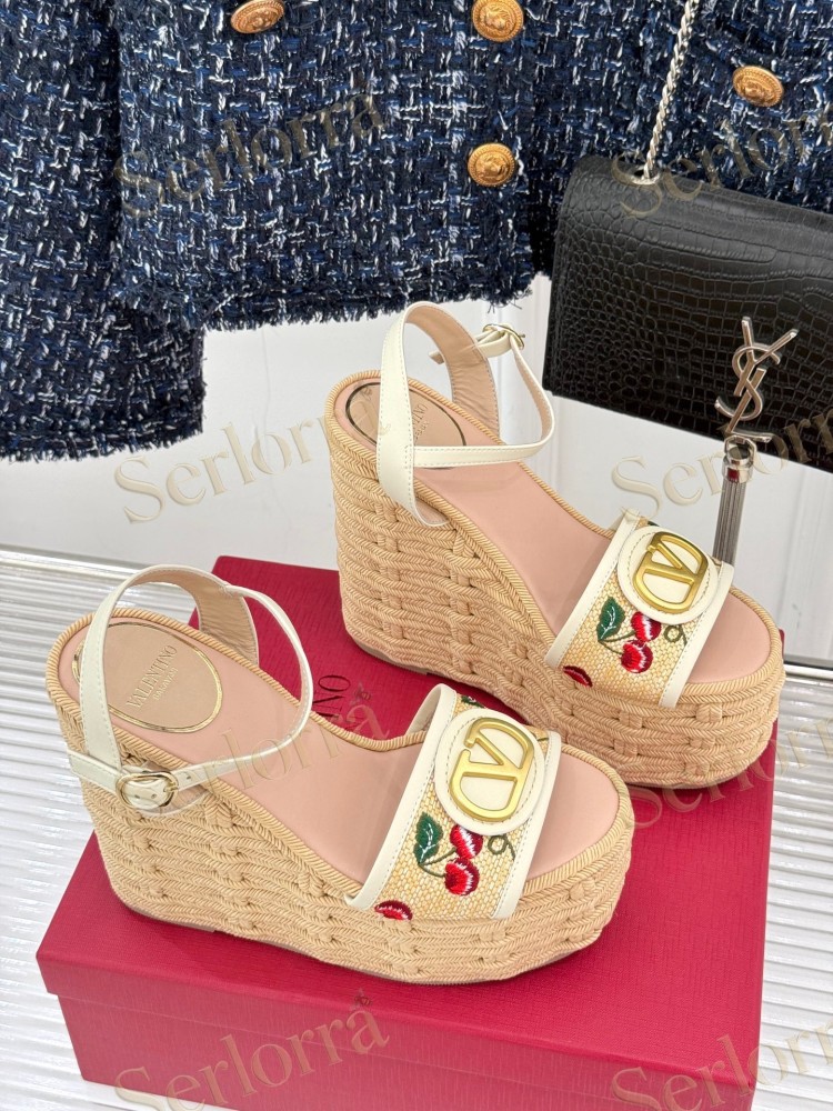 VALENTINO GARAVANI VLOGO WEDGE ESPADRILLE SANDALS