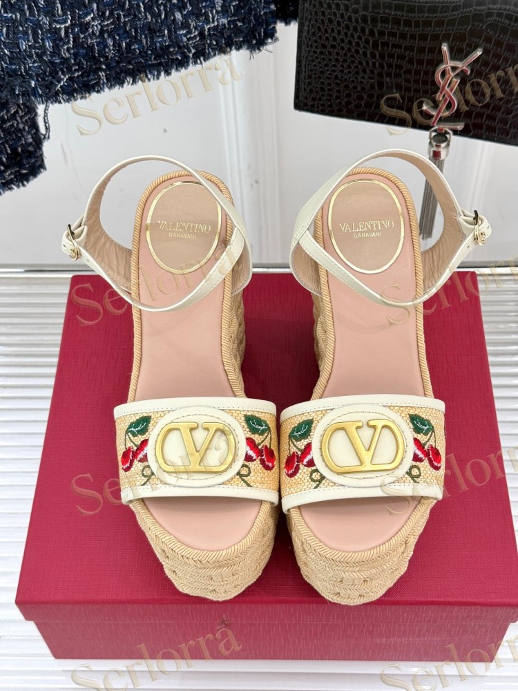 VALENTINO GARAVANI VLOGO WEDGE ESPADRILLE SANDALS