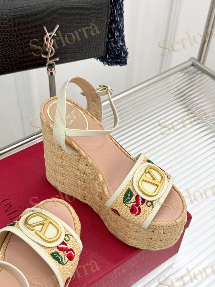 VALENTINO GARAVANI VLOGO WEDGE ESPADRILLE SANDALS