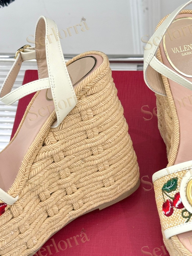 VALENTINO GARAVANI VLOGO WEDGE ESPADRILLE SANDALS