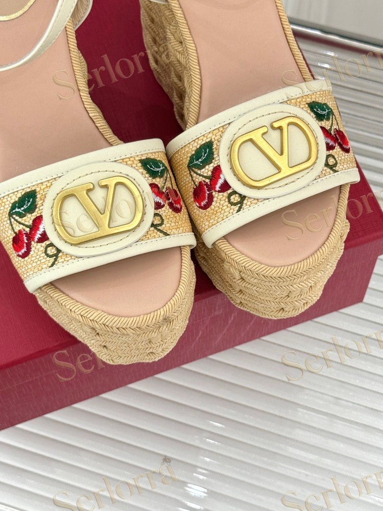 VALENTINO GARAVANI VLOGO WEDGE ESPADRILLE SANDALS