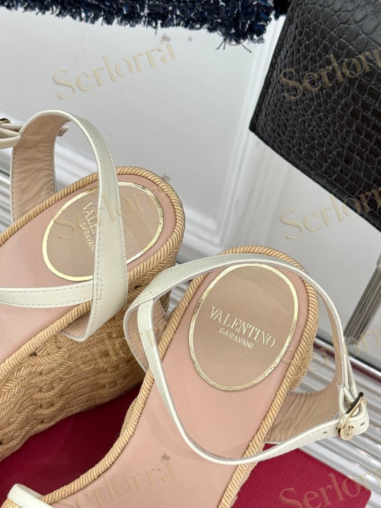 VALENTINO GARAVANI VLOGO WEDGE ESPADRILLE SANDALS