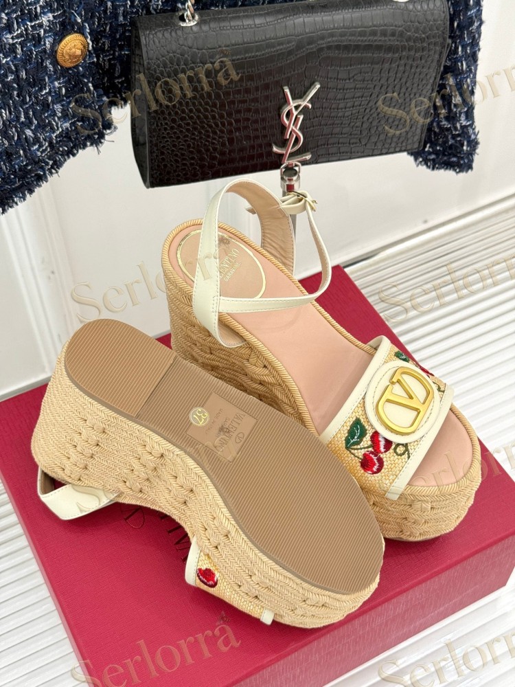 VALENTINO GARAVANI VLOGO WEDGE ESPADRILLE SANDALS