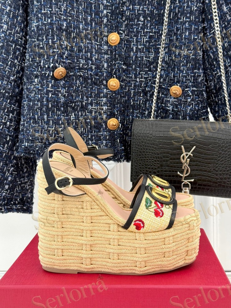 VALENTINO GARAVANI VLOGO WEDGE ESPADRILLE SANDALS