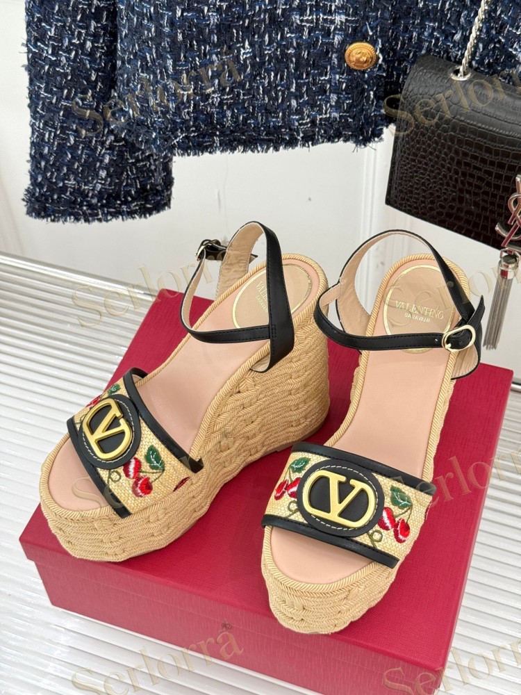 VALENTINO GARAVANI VLOGO WEDGE ESPADRILLE SANDALS