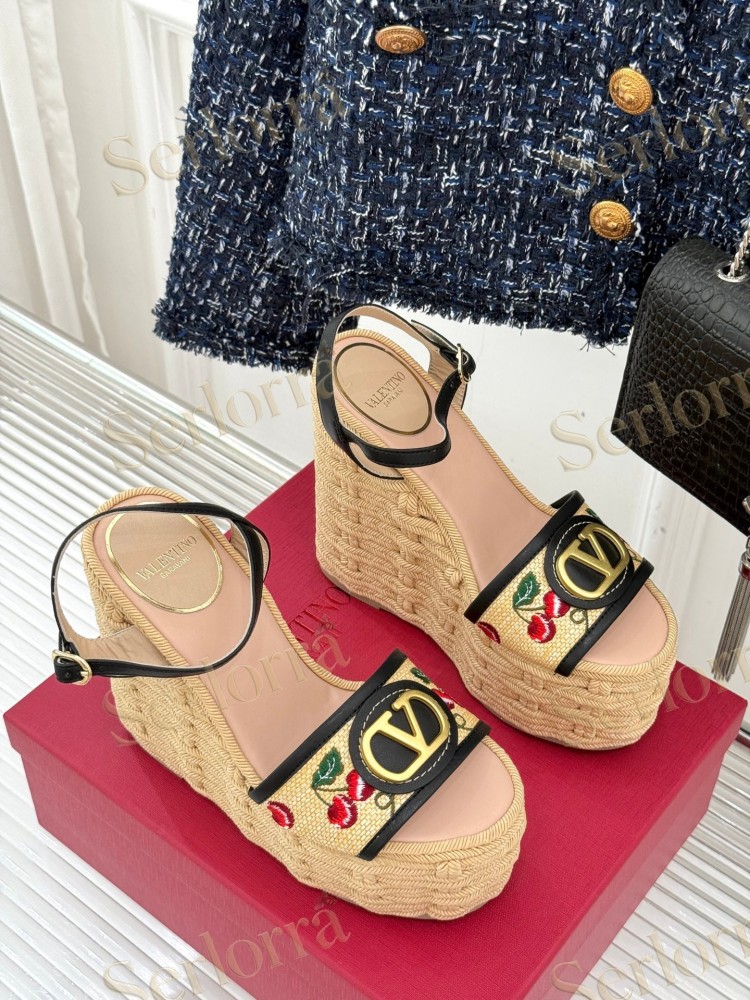VALENTINO GARAVANI VLOGO WEDGE ESPADRILLE SANDALS