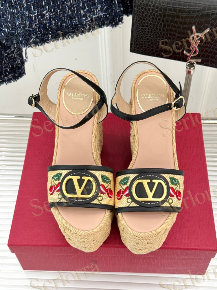 VALENTINO GARAVANI VLOGO WEDGE ESPADRILLE SANDALS