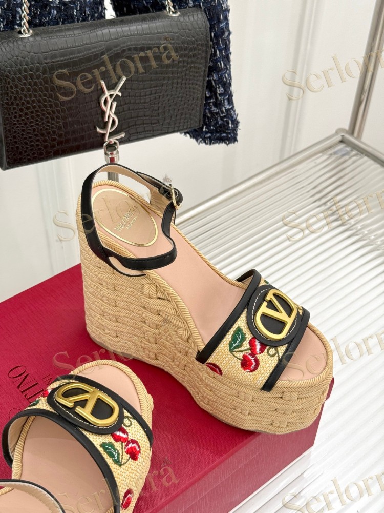 VALENTINO GARAVANI VLOGO WEDGE ESPADRILLE SANDALS