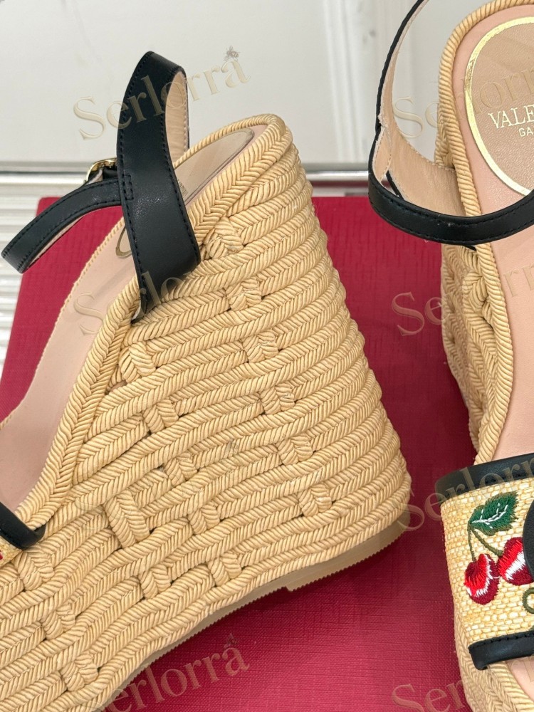VALENTINO GARAVANI VLOGO WEDGE ESPADRILLE SANDALS