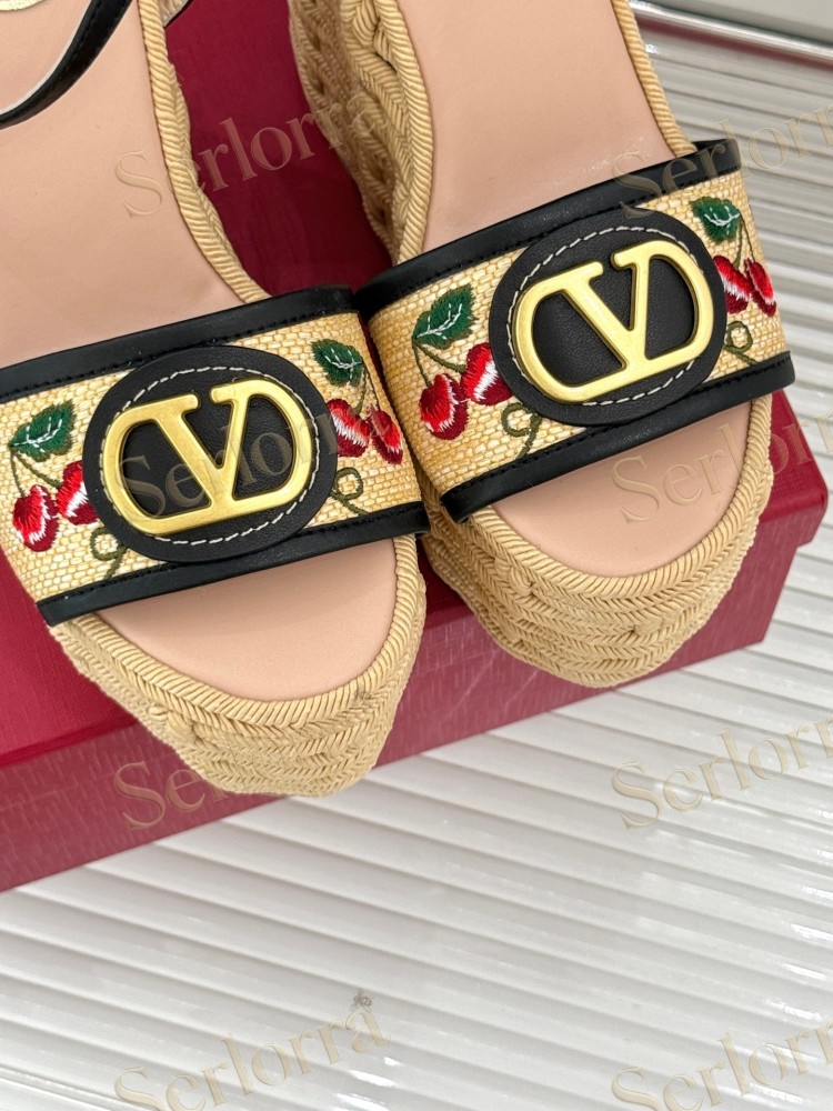 VALENTINO GARAVANI VLOGO WEDGE ESPADRILLE SANDALS