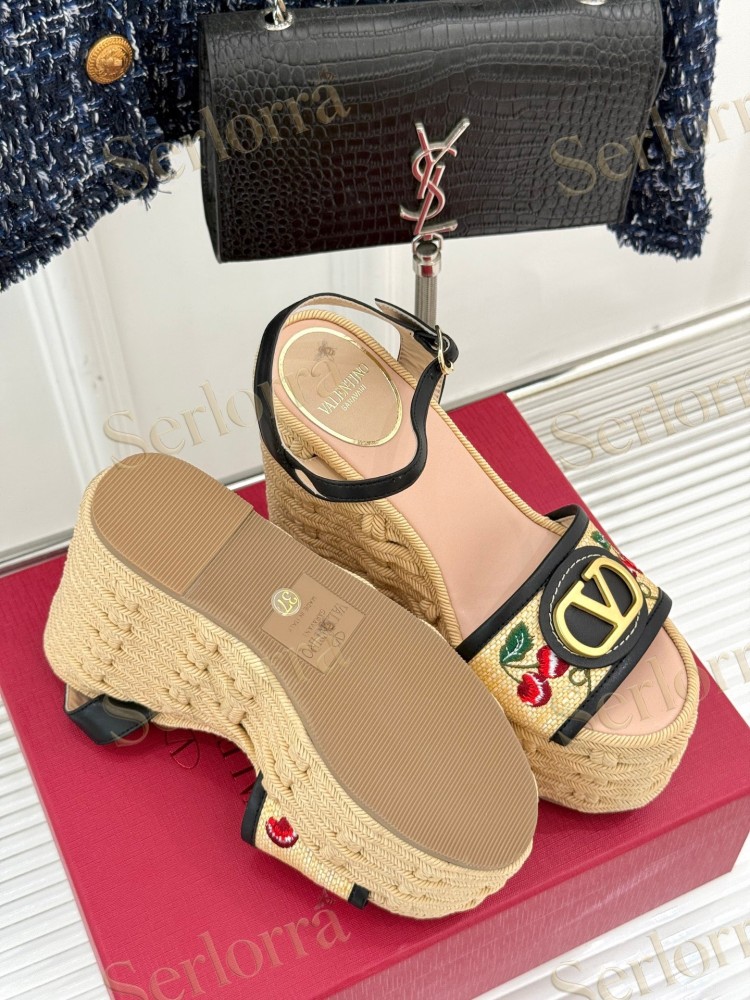VALENTINO GARAVANI VLOGO WEDGE ESPADRILLE SANDALS