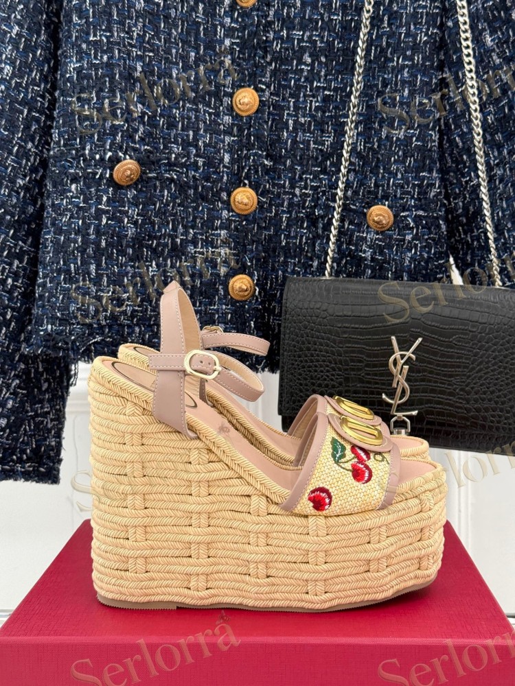 VALENTINO GARAVANI VLOGO WEDGE ESPADRILLE SANDALS