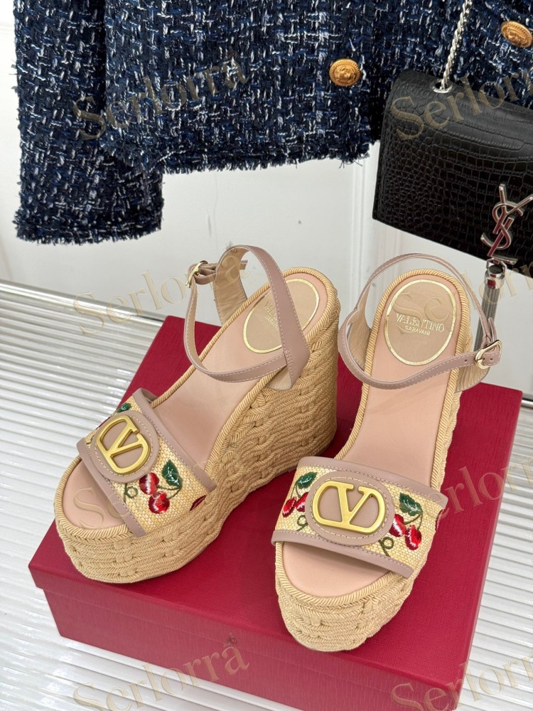 VALENTINO GARAVANI VLOGO WEDGE ESPADRILLE SANDALS