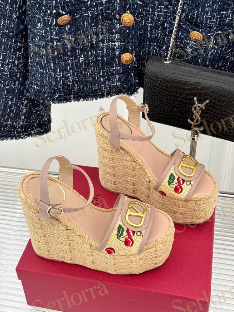 VALENTINO GARAVANI VLOGO WEDGE ESPADRILLE SANDALS