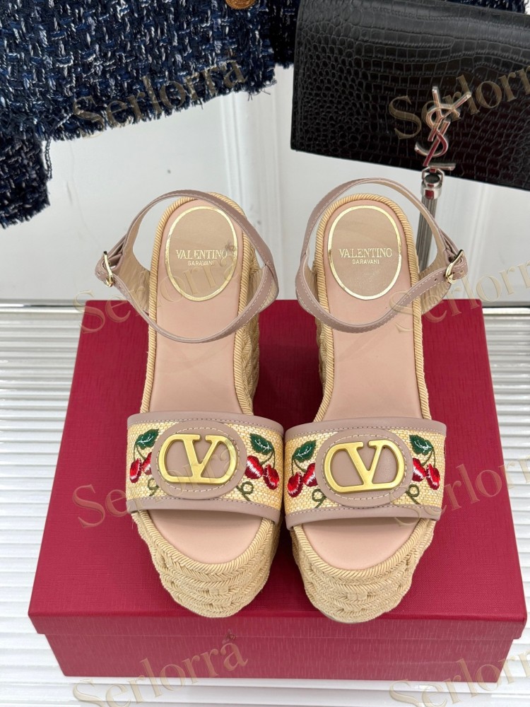 VALENTINO GARAVANI VLOGO WEDGE ESPADRILLE SANDALS