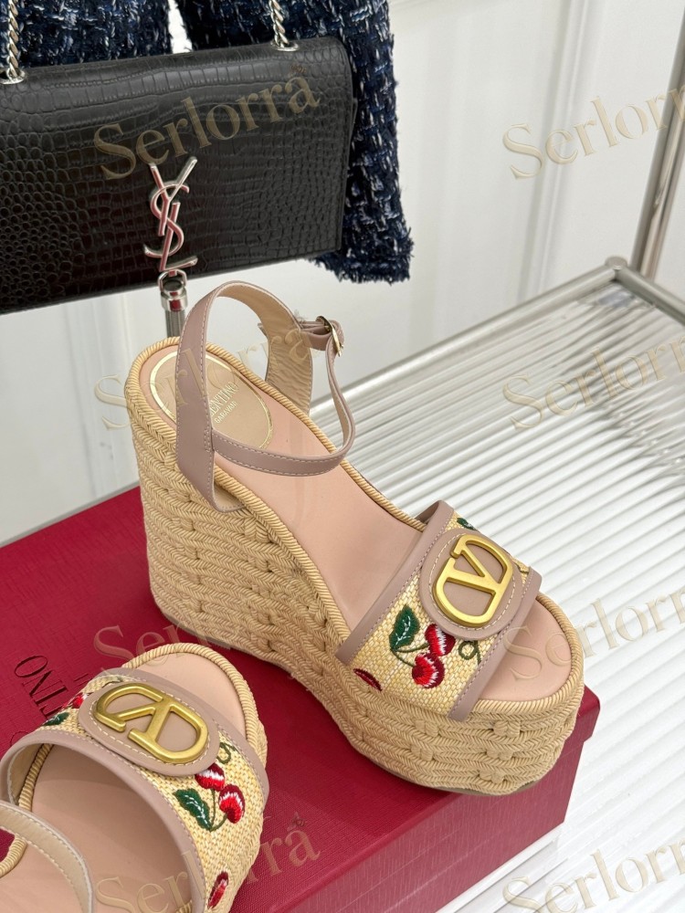 VALENTINO GARAVANI VLOGO WEDGE ESPADRILLE SANDALS