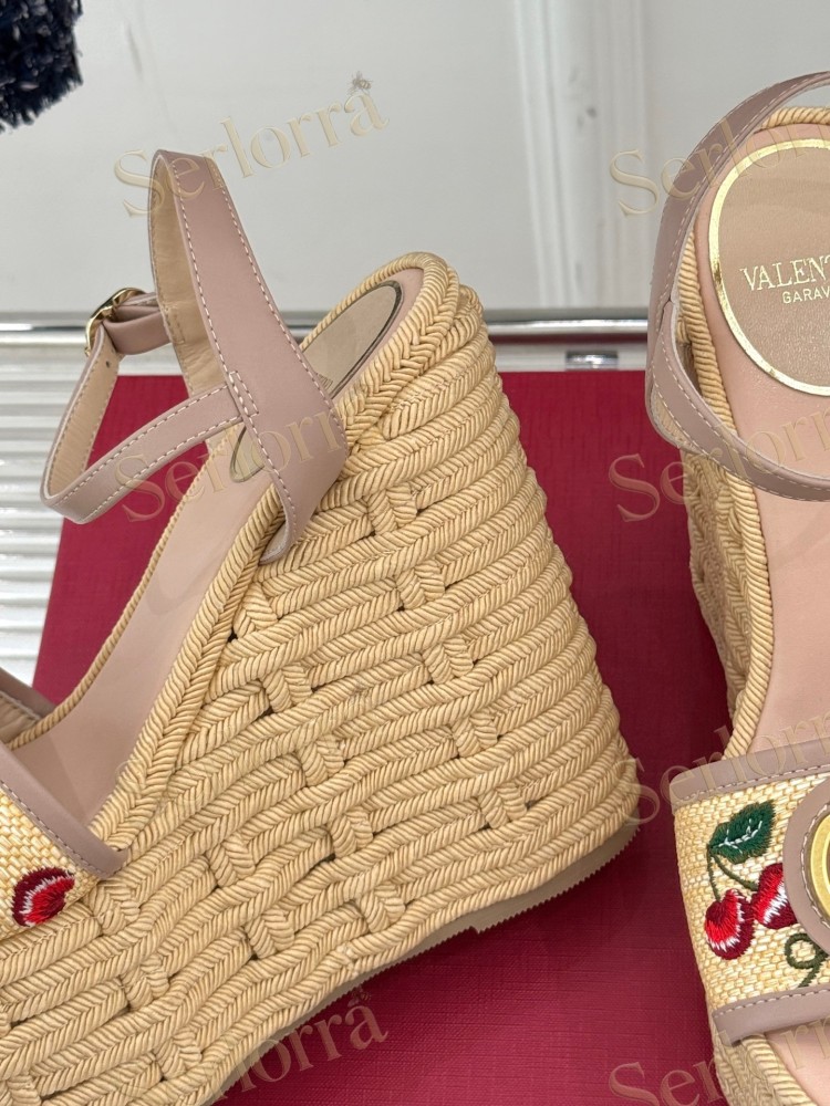 VALENTINO GARAVANI VLOGO WEDGE ESPADRILLE SANDALS