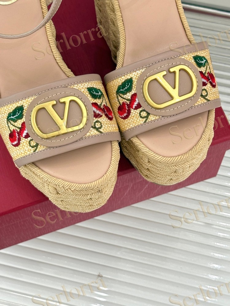 VALENTINO GARAVANI VLOGO WEDGE ESPADRILLE SANDALS