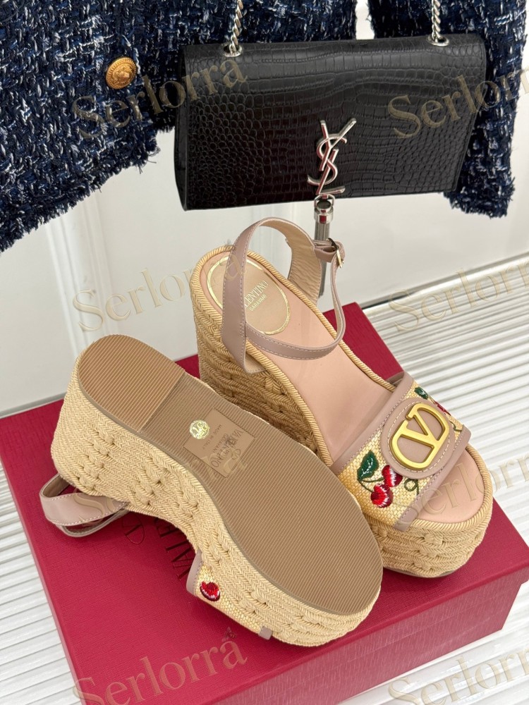 VALENTINO GARAVANI VLOGO WEDGE ESPADRILLE SANDALS