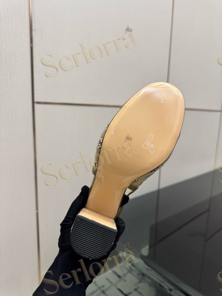 GUCCI DOUBLE G BOW CRYSTAL CANVAS PATENT LEATHER SLINGBACK PUMPS