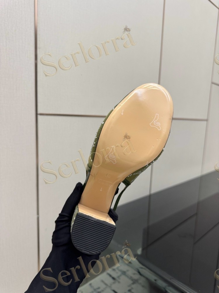 GUCCI DOUBLE G BOW CRYSTAL CANVAS PATENT LEATHER SLINGBACK PUMPS