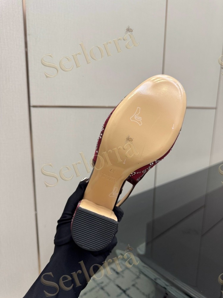 GUCCI DOUBLE G BOW CRYSTAL CANVAS PATENT LEATHER SLINGBACK PUMPS