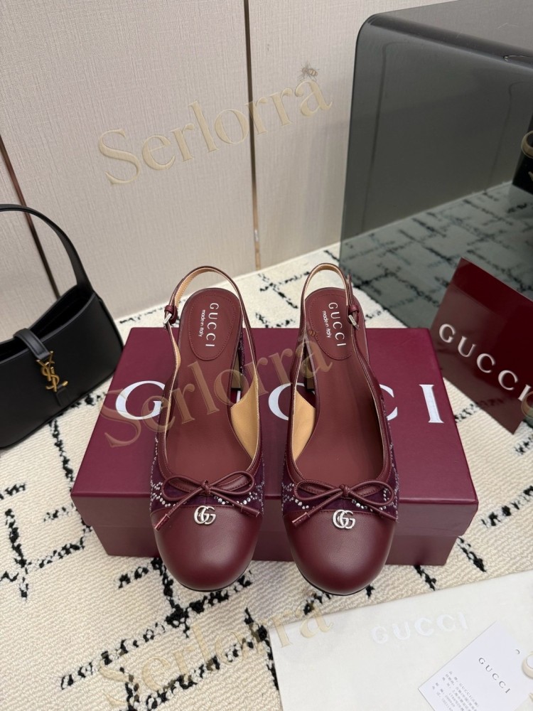 GUCCI DOUBLE G BOW CRYSTAL CANVAS PATENT LEATHER SLINGBACK PUMPS