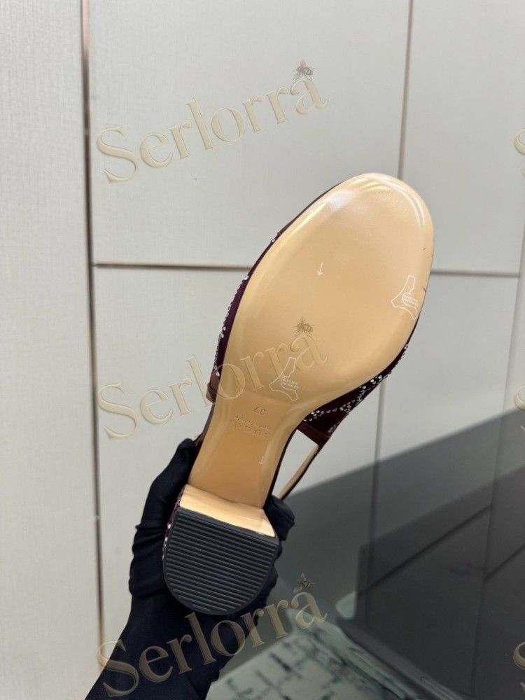 GUCCI DOUBLE G BOW CRYSTAL CANVAS PATENT LEATHER SLINGBACK PUMPS