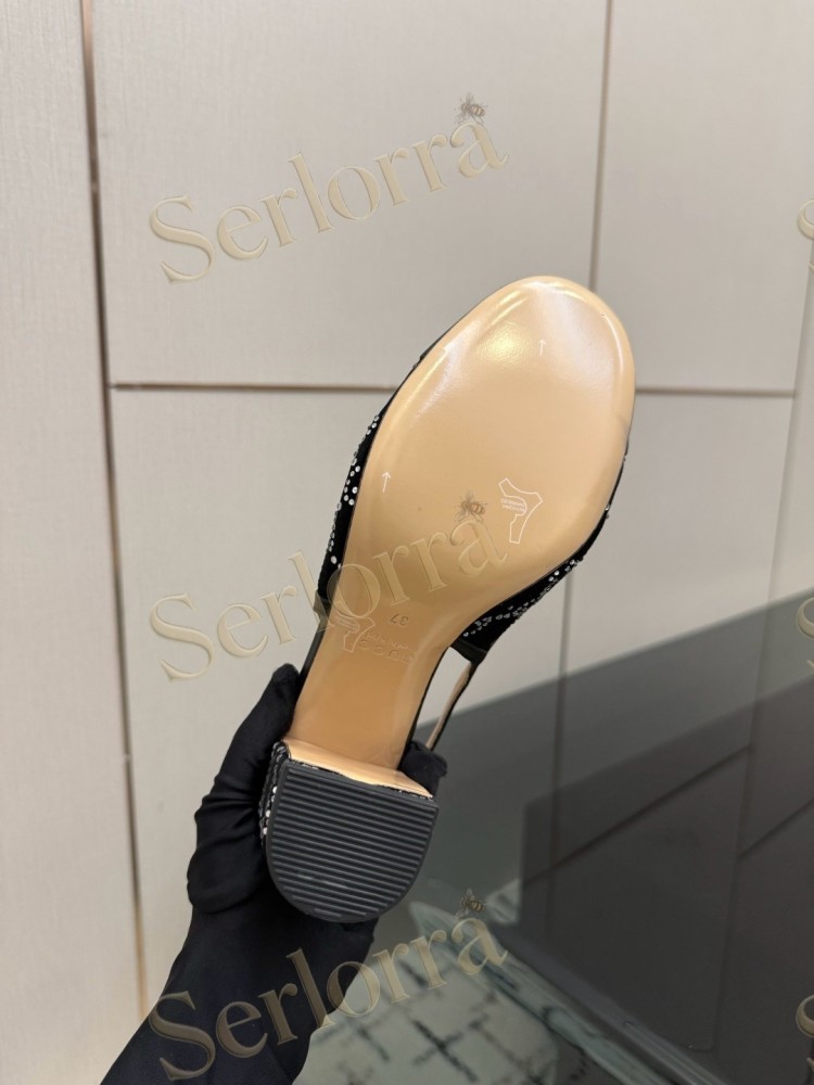 GUCCI DOUBLE G BOW CRYSTAL CANVAS PATENT LEATHER SLINGBACK PUMPS