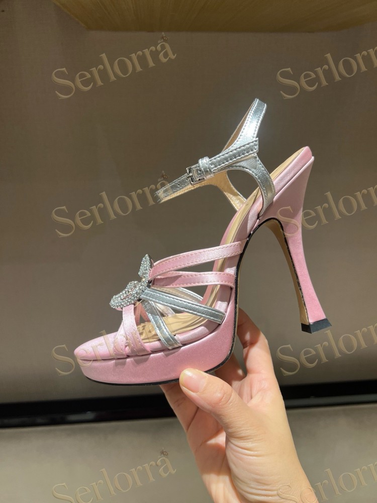 GUCCI CRYSTAL INTERLOCKING G STRAPPY ANKLE STRAP SANDALS