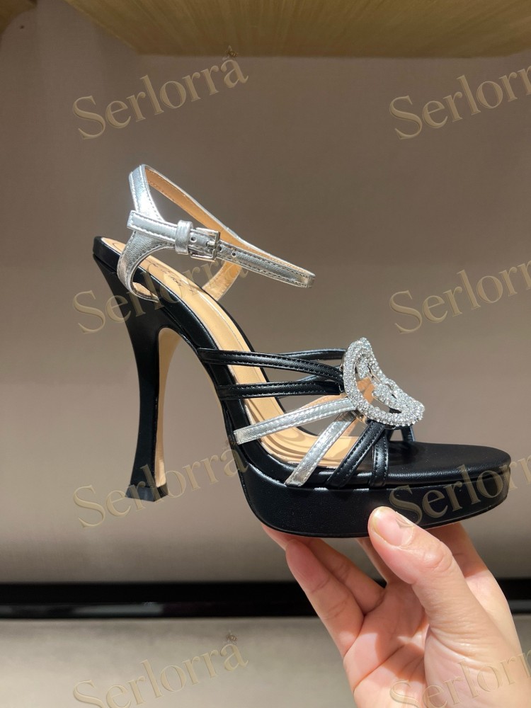 GUCCI CRYSTAL INTERLOCKING G STRAPPY ANKLE STRAP SANDALS