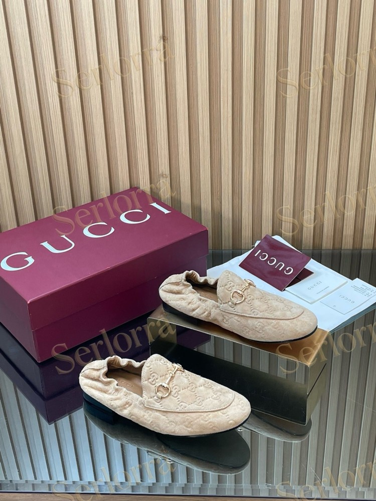 GUCCI GG JACQUARD SUEDE HORSEBIT LOAFERS