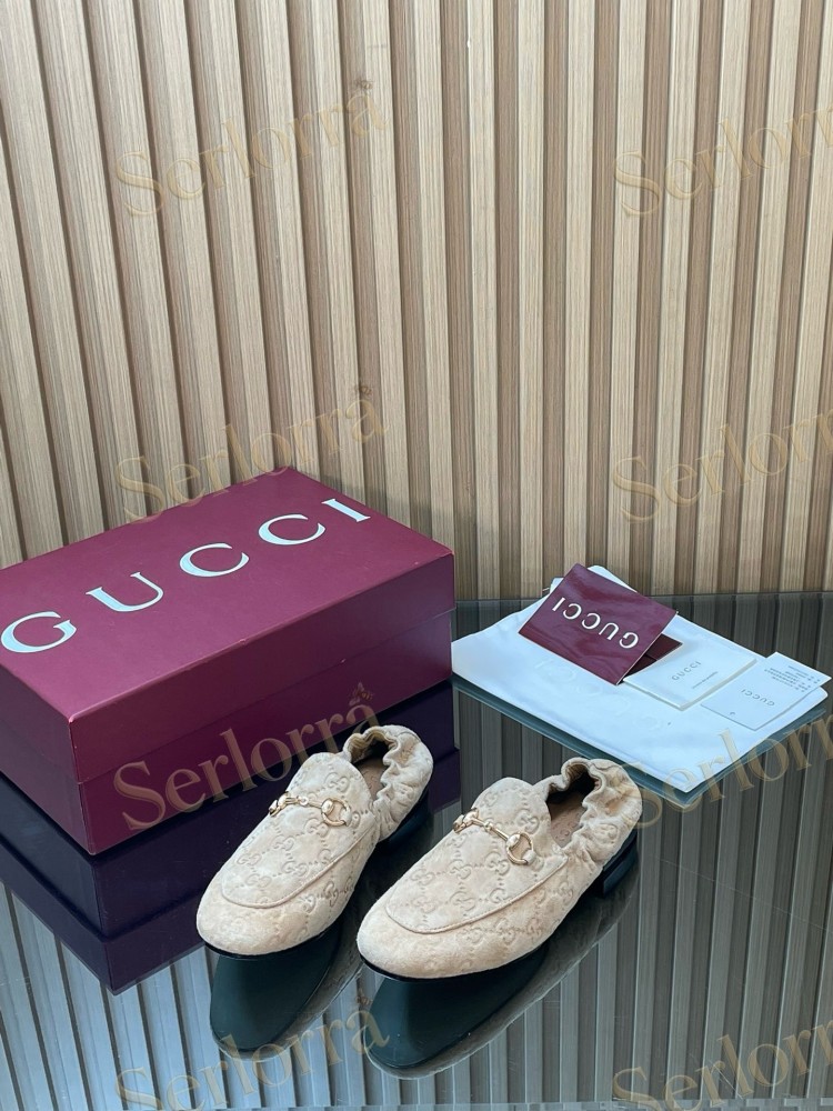 GUCCI GG JACQUARD SUEDE HORSEBIT LOAFERS