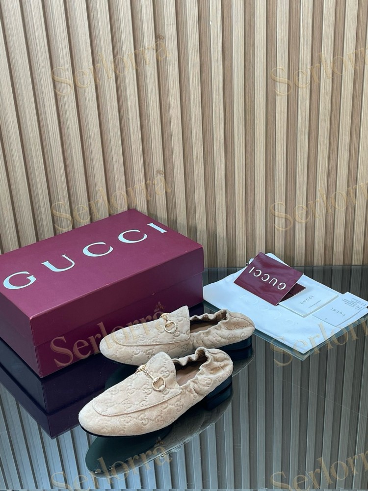 GUCCI GG JACQUARD SUEDE HORSEBIT LOAFERS