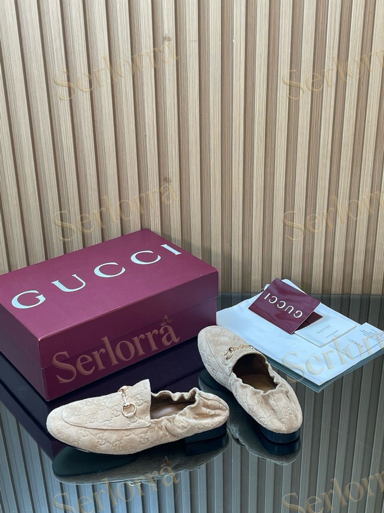 GUCCI GG JACQUARD SUEDE HORSEBIT LOAFERS