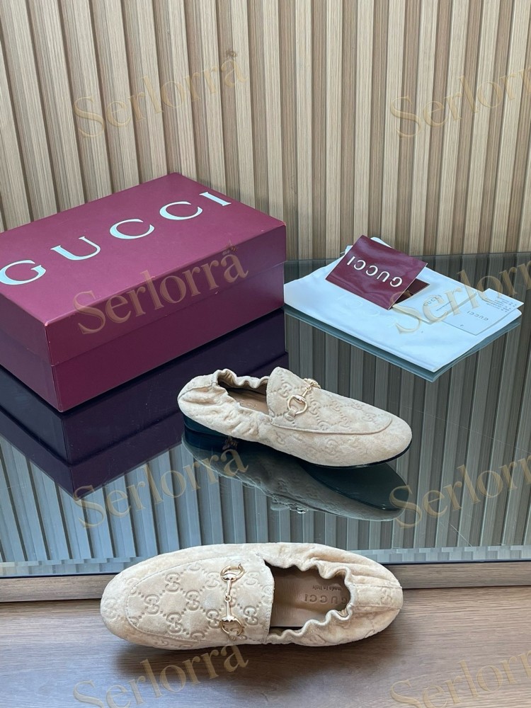 GUCCI GG JACQUARD SUEDE HORSEBIT LOAFERS